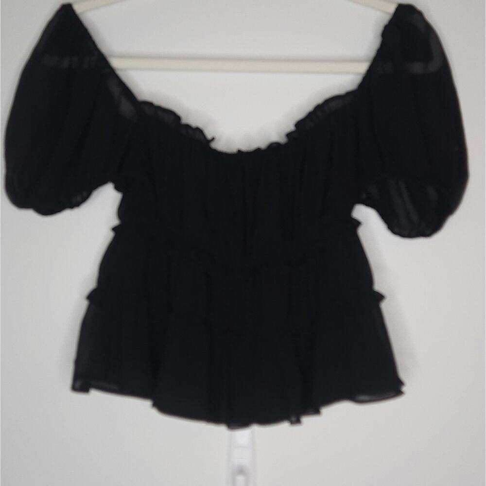 ASTR the Label Black Ruffle Top
